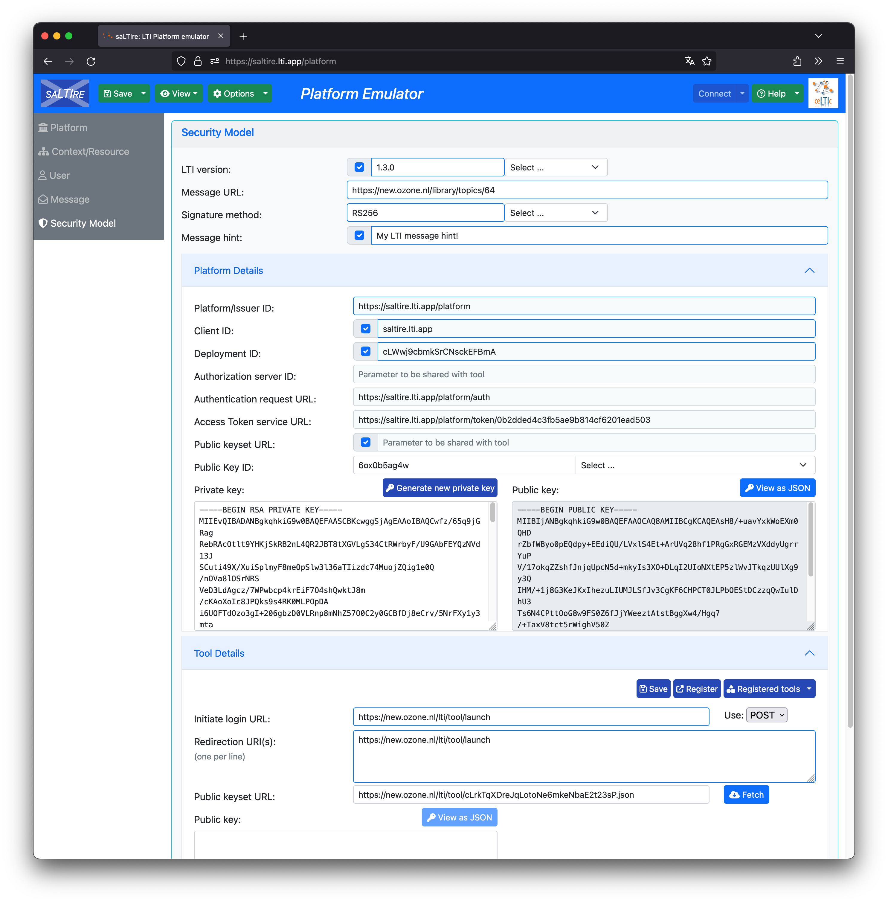 Screenshot Platformregistratie ingevuld in Saltire