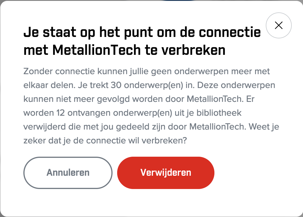 Screenshot Connectie verbreken